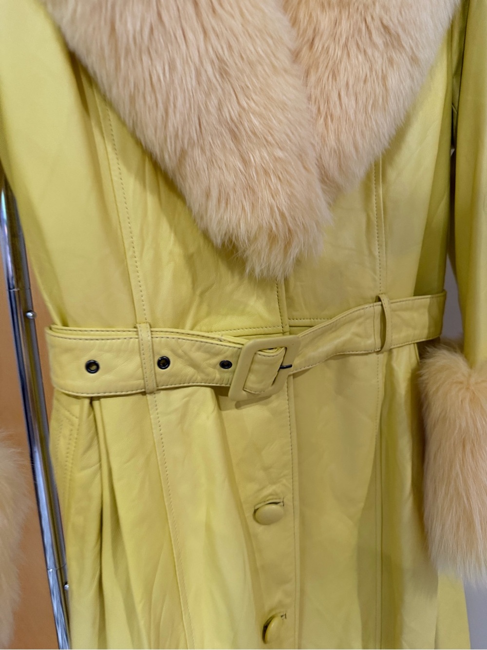 Saks Potts bootleg real leather coat with fox Fur cuffs - Picture 5 of 14